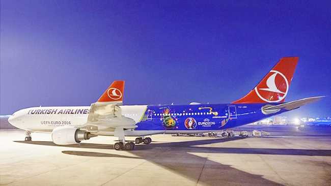 Turkish Airlines покажут матчи Евро-2016 своим пассажирам