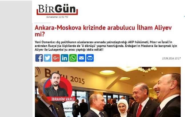 Ильхам Алиев — посредник в урегулировании кризиса в отношениях Анкары и Москвы?