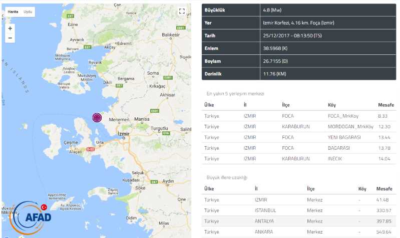 Измир с утра пережил землетрясение 4,8 балла
