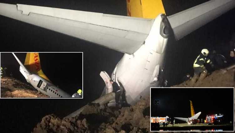 Самолет остановился в 10 метрах от моря в Трабзоне
