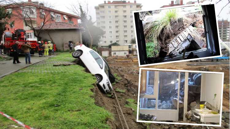 Дождь спровоцировал обвал грунта в двух районах Стамбула