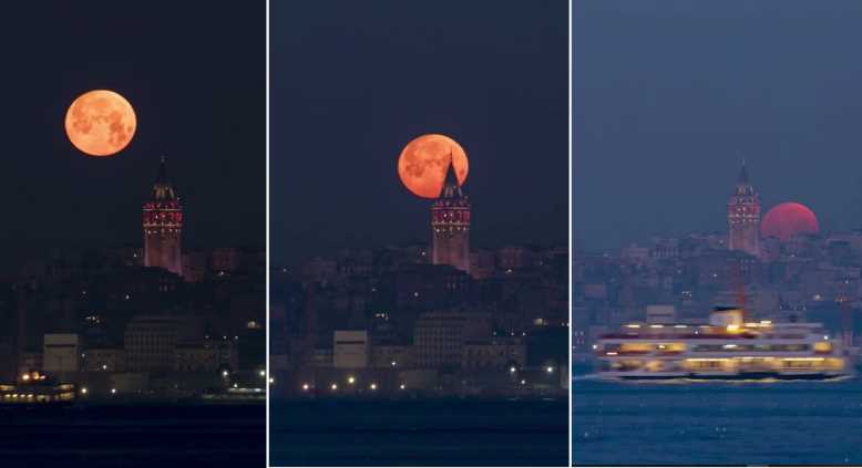 Необыкновенная «кровавая луна» над Стамбулом