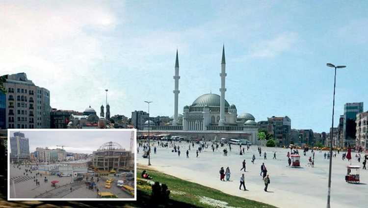 Строители возводят купол мечети Таксим