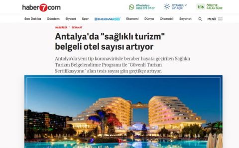 В Анталье растет число отелей с сертификатом «Здоровый туризм»