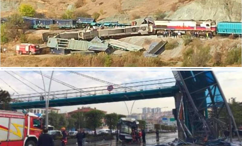 Аварии в Анкаре: столкновение поездов, ДТП с автобусом