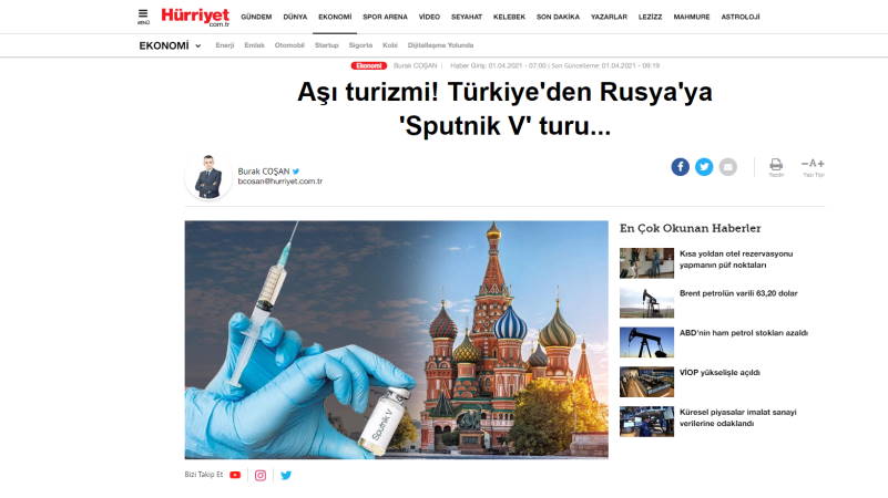 Тур «Спутник V» из Турции в Россию…