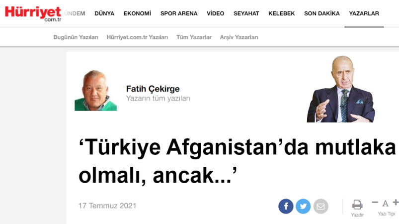 «Турция обязательно должна быть в Афганистане, но…»