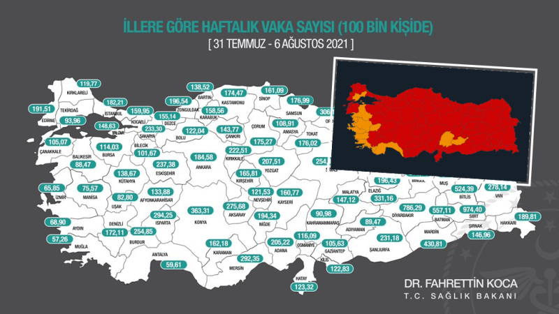 Минздрав Турции: «Красная» карта и Анталия в лидерах