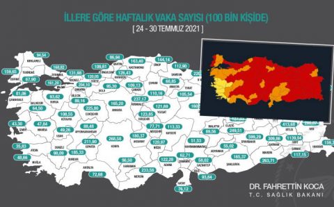 Карта COVID: Турция за неделю резко «покраснела»